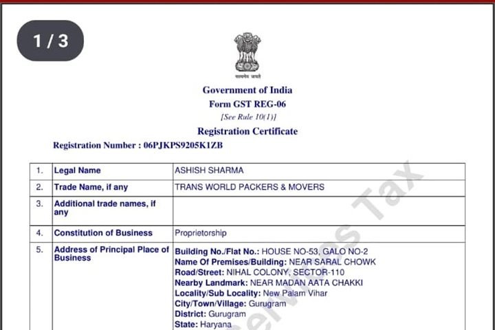 GST Registered — TransWorld Packers & Movers